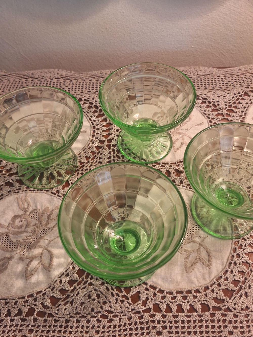 1930 Anchor Hocking Vintage Green Glass Dessert Sherbets - Set of 4